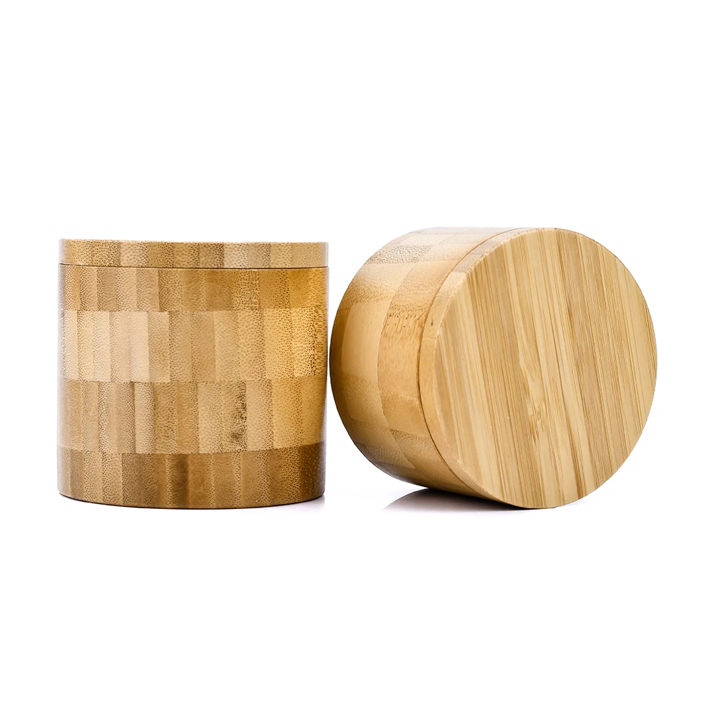 Custom Logo 125G 155G 180G 250G Bamboo Storage Container Full Bamboo Tea Spices Storage Bamboo Salt Box With Wooden Spoon