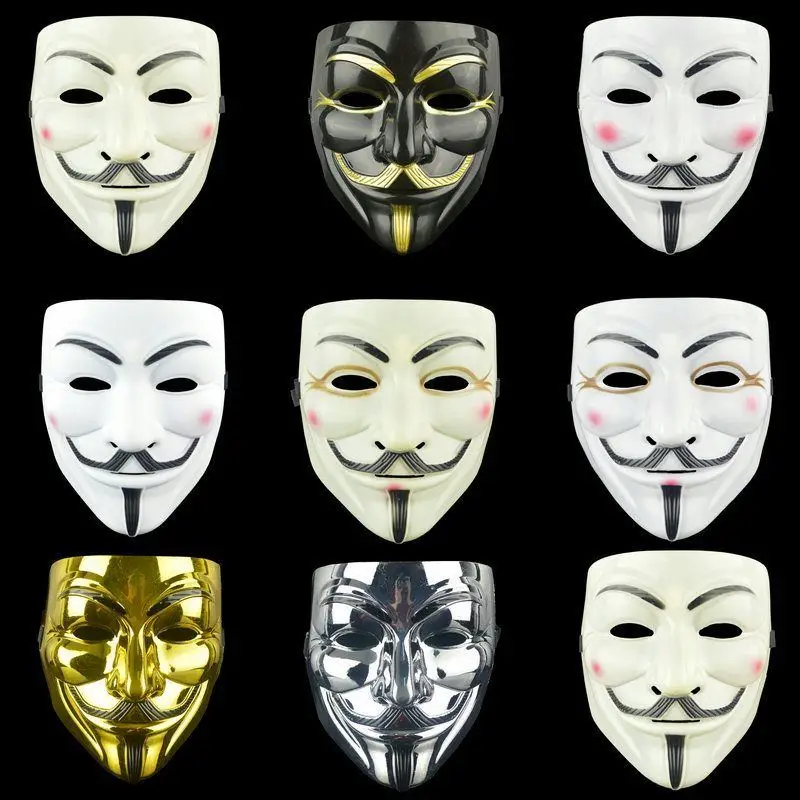 Movie Cosplay V For Vendetta Hacker Mask Anonymous Guy Fawkes Halloween Christmas Party Gift For Adult Kids Film Theme Mask