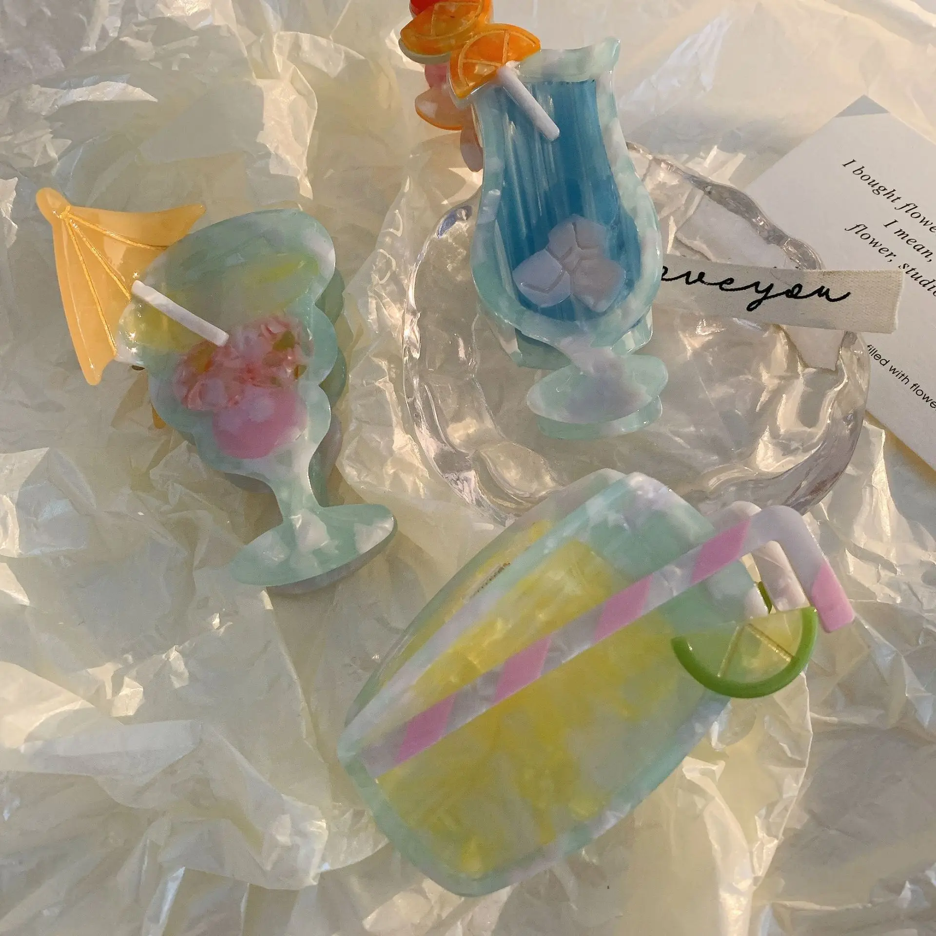 South Korea France French hair clip niche ins cute wine glass flower acetic acid grab clip cocktail cup shark clip