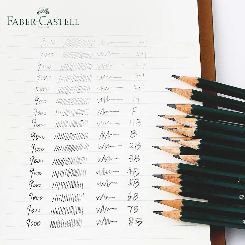  Wholesales Faber Castell Art Graphite Pencil 9000# for Writing Shading Sketch Black Lead Design Charcoal Artists