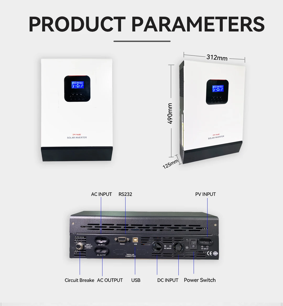 Hybrid Solar Inverter 3kw 5kw 5kv 24v 48v 120vac 240v 220v offgrid hybrid inverters with mppt charge controller 100a wifi module