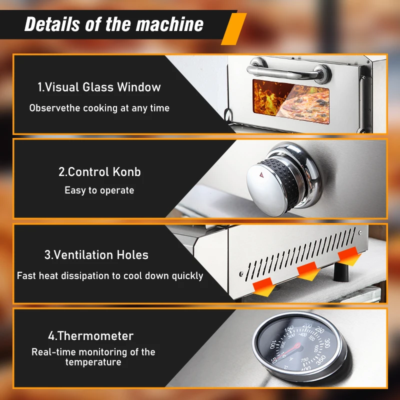 Hot-selling Gas Fired Pizza Maker Machine Double Burner Pizza Oven Gas For Commercial