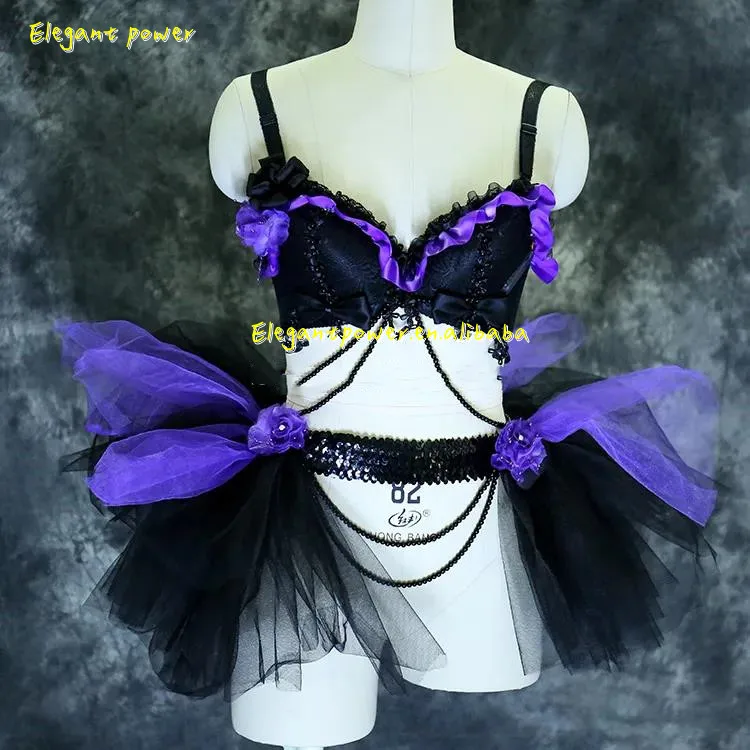 2023  new design Fancy LEF TuTu Dress Ballroom Dance Costume Club Stage Dancer Suit