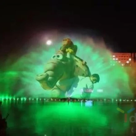 Musical Dancing Floating water screen laser movie fountain For Projector