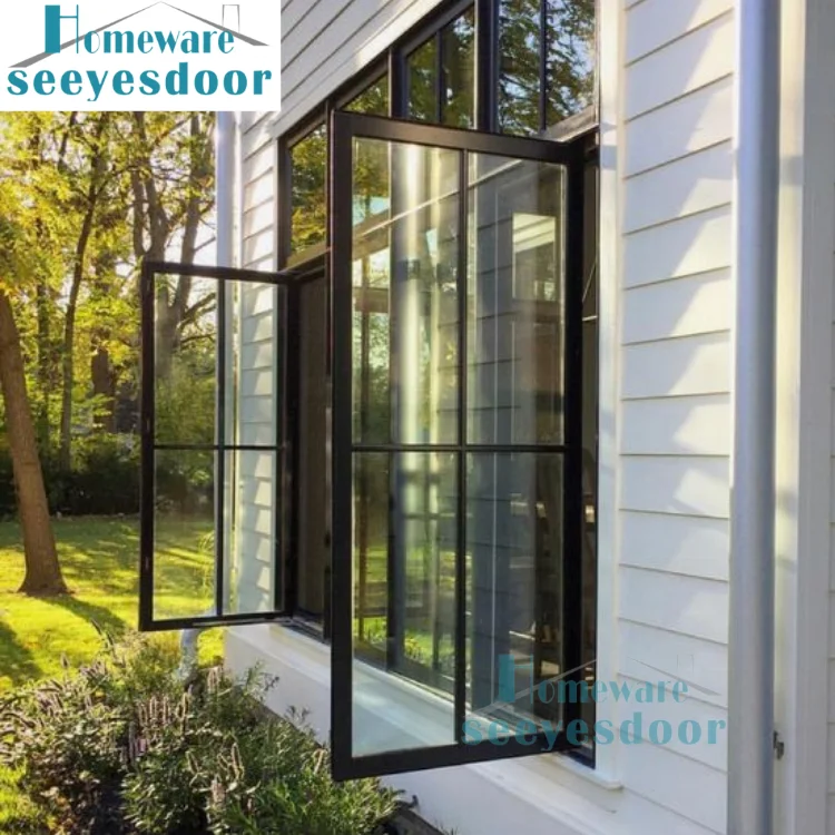 Seeyesdoor european french style alumminum frame double glazed casement windows for apartment