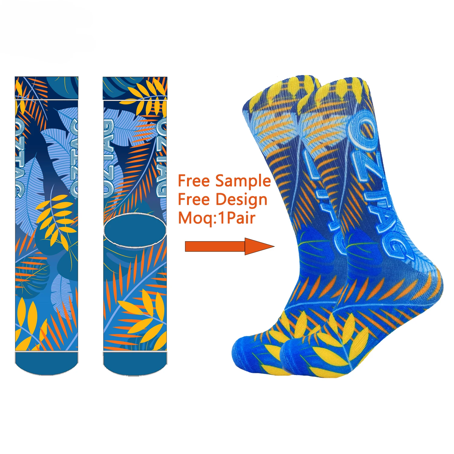 Wholesale White Blank Custom Crew 360 Digital Logo Sublimation Blank Socks 3D Printing Sublimation Socks