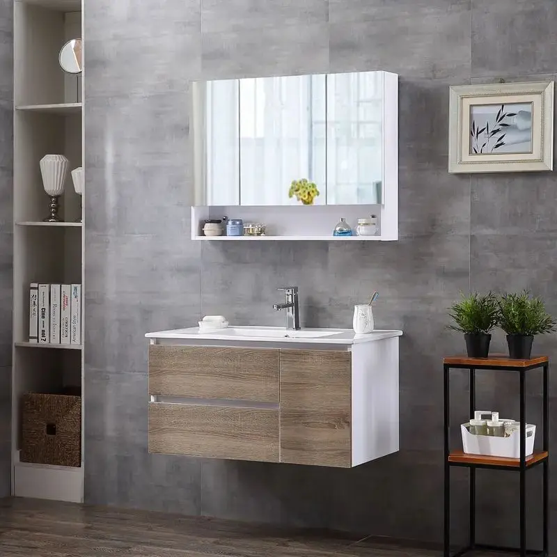 Wholesale 30 inch luxury small basin plywood bathroom vanity cabinet with mirror