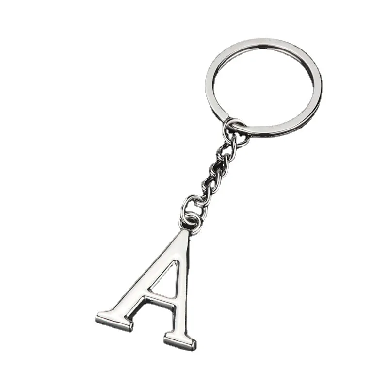 Wholesale 26 English Capital Letters Keychain Stainless Steel 18K Gold Plated Jewelry Key Ring Pendant