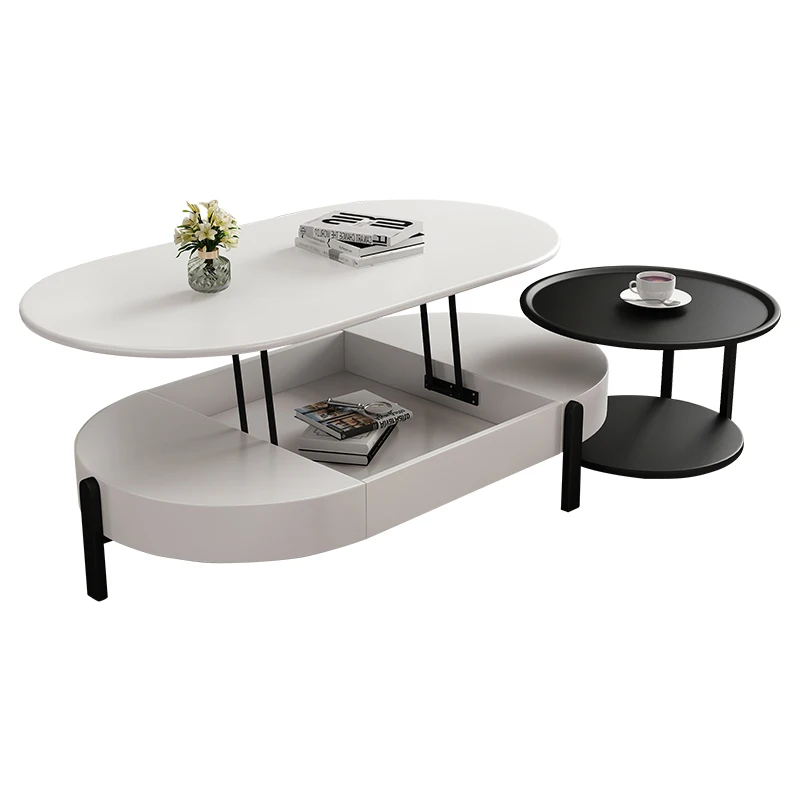 Luxury modern lift up smart extendable wooden coffee table