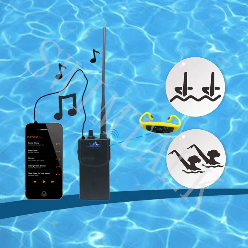 Real Time Swimming Teaching Underwater Audio Coaching System Bone Conduction Headset Earphone Wireless FM Radio Receiver