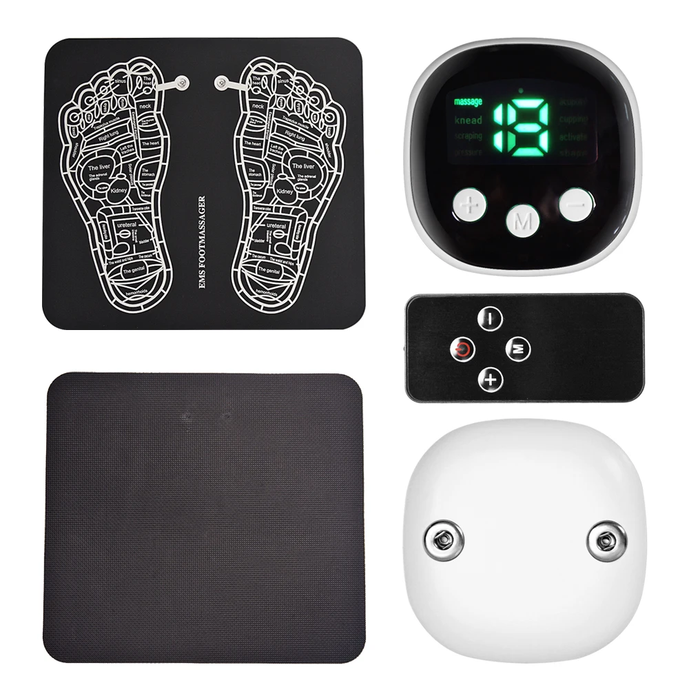 Foldable EMS Foot Massager 8 Modes 19 Intensitives  Massage Mat for Muscles Relaxation with Remote Control and TENS Pads