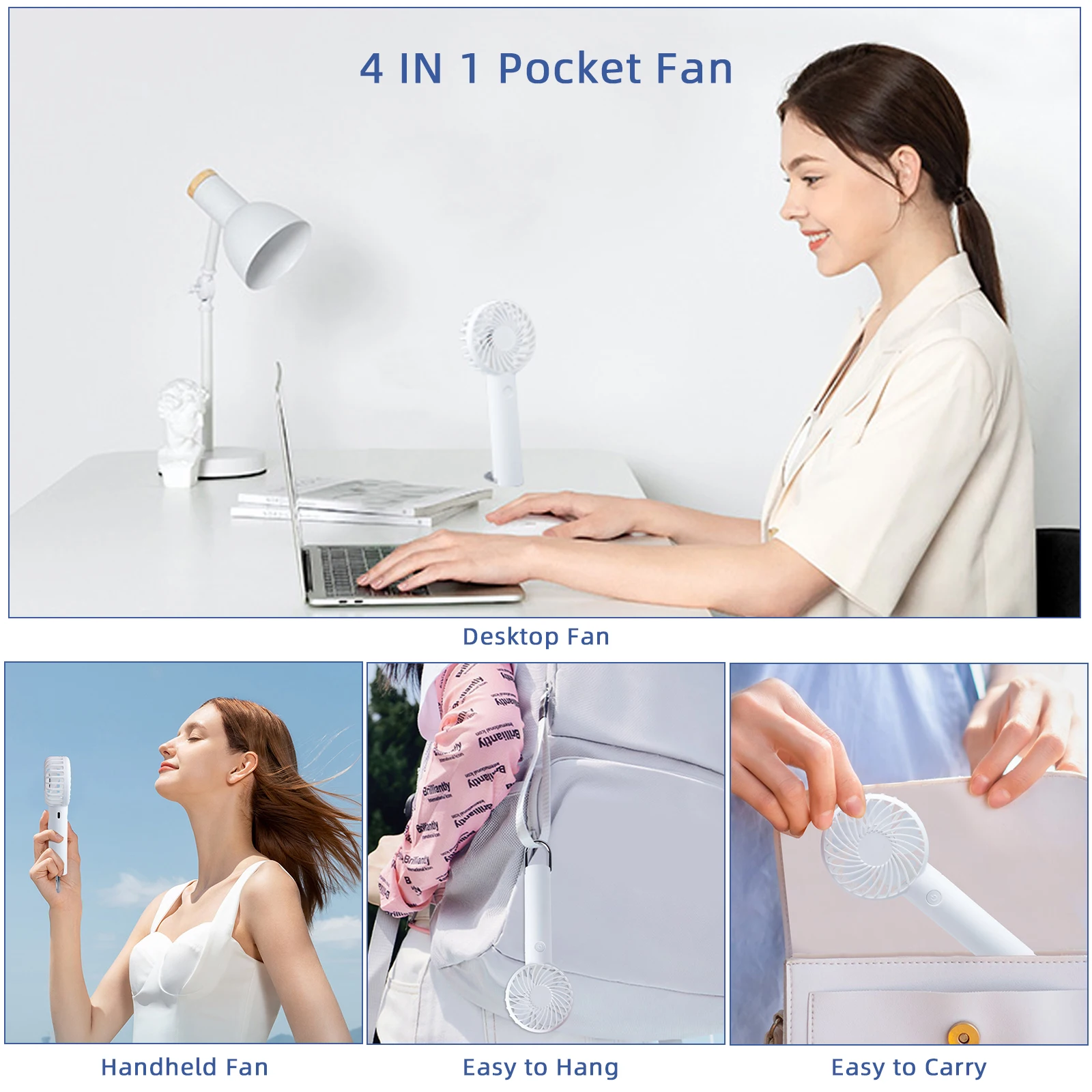 Wholesale High  Quality 2200mAh Handheld Fan  Mini Portable Fan for Outdoors Mini Fan with Hiking Buckle
