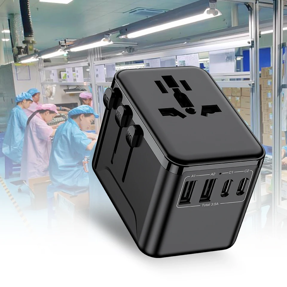 OULIYO 2A2C OEM ODM недорогой универсальный адаптер для путешествий 2 Usb Type C с 4 разъемами ЕС и Великобритании