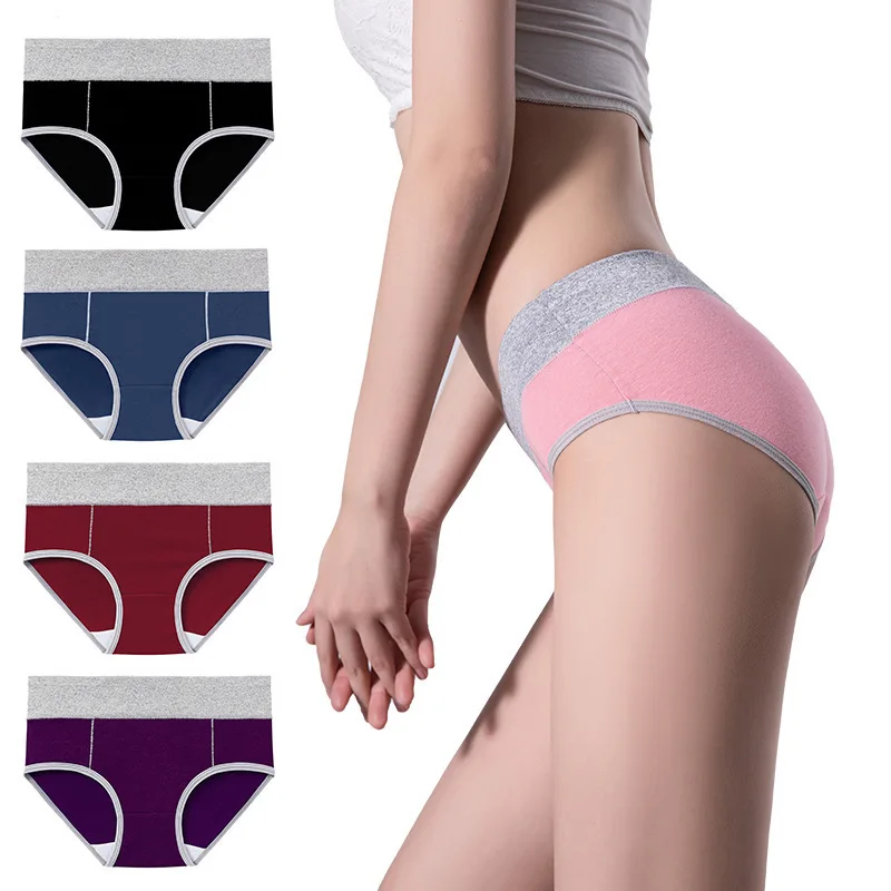 Women Plus Size Underwear Underwear Panties Contrast Color Breathable Women Panties Mid-rise Comfortable Cotton Bikini for Women