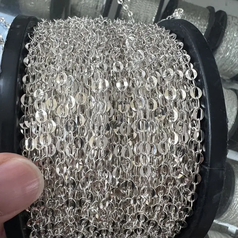 Factory Wholesale Chains by Meter Rollo Cadena Plata Genuine 925 Sterling Silver Chain Roll for Jewelry Making