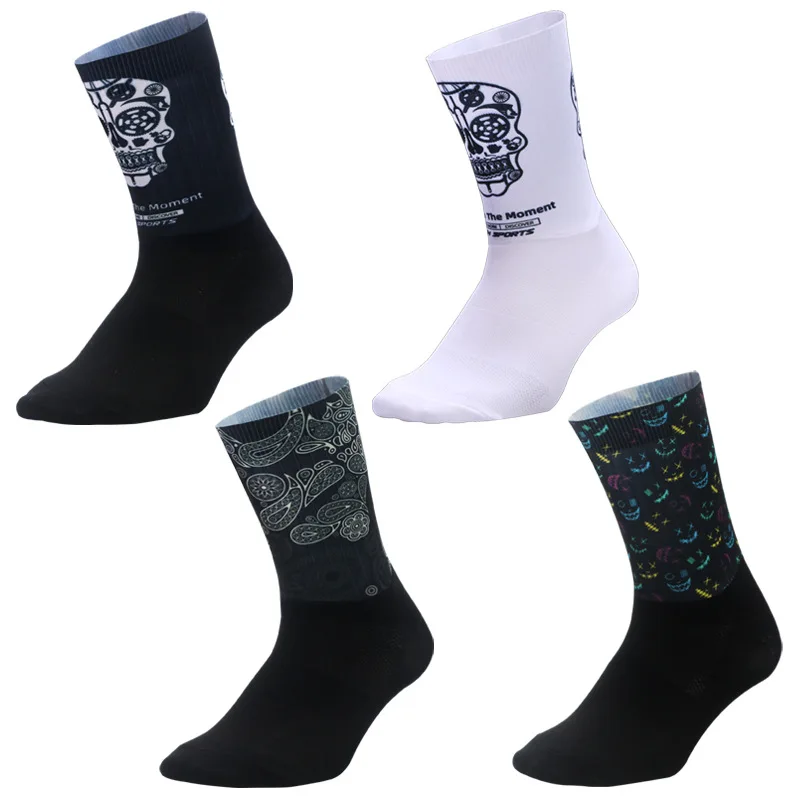 Halloween style novelty Men Skeleton Cotton Breathable print socks Quick Dry Crew Bicycle sport socks