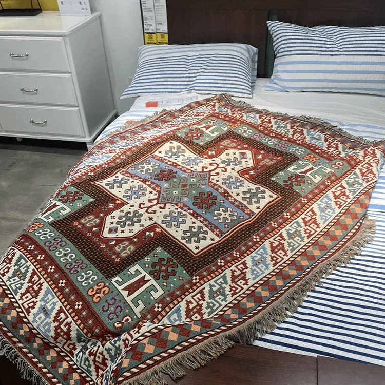 Bohemian Indian sofa Decorative 40% cotton 60% polyester camping woven tapestry blanket