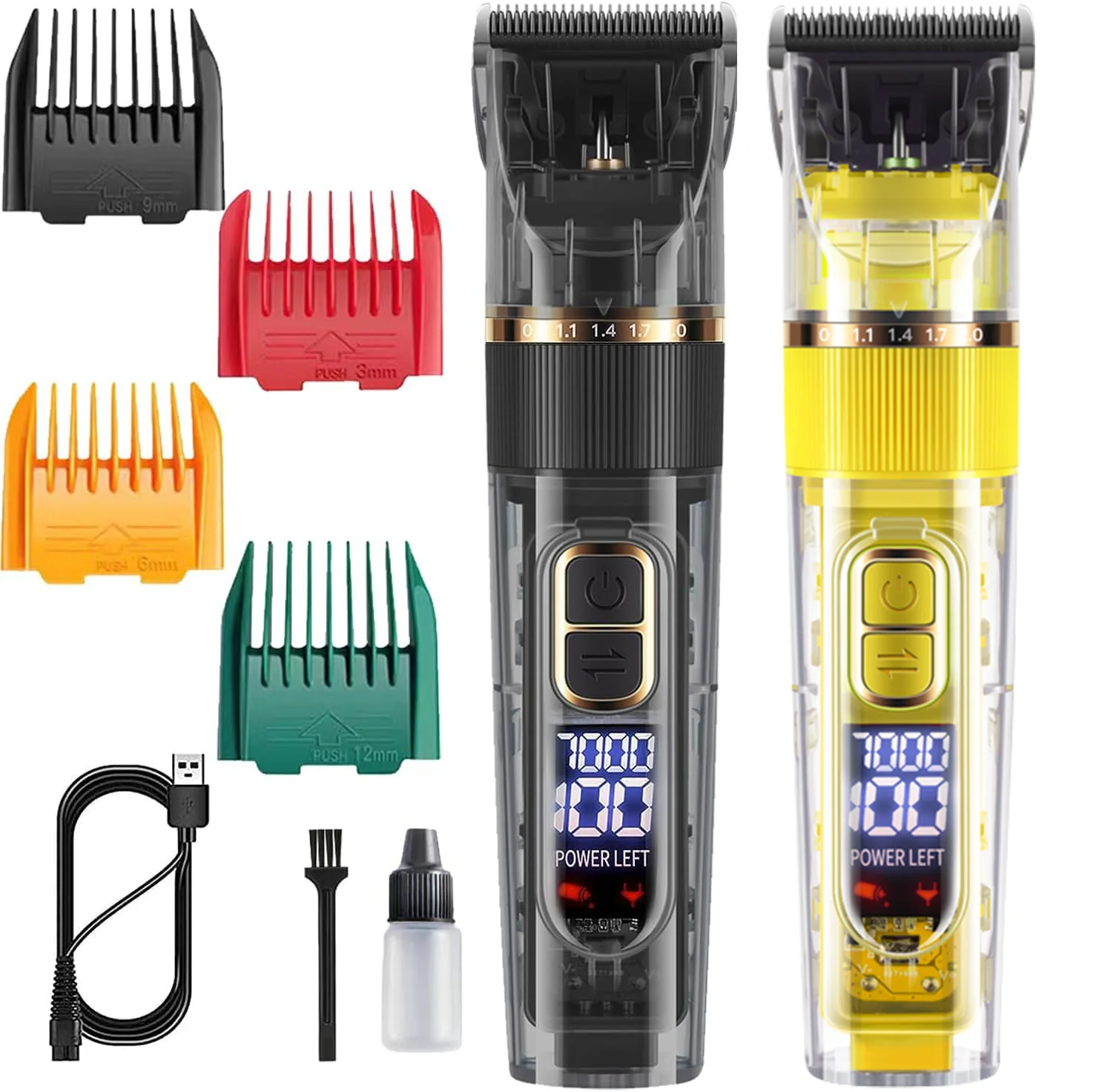 Moehair IPX7 водонепроницаемый ЖК-дисплей беспроводной триммер для парикмахера прозрачные профессиональные машинки для стрижки волос для мужчин