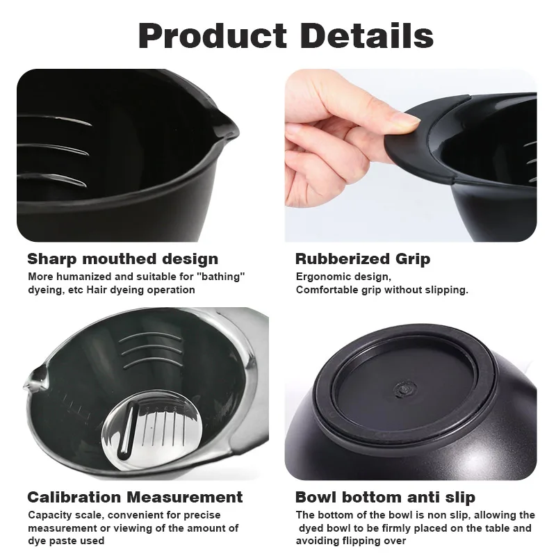 Chemical Proof PP Material Plastic Hair Color Mixing Bowl DEEP Plastic Mixing Bowl Set With Measuring Lines HB09