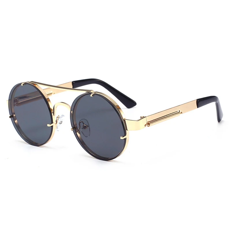 Double bridge round fashion metal luxury women sunglasses