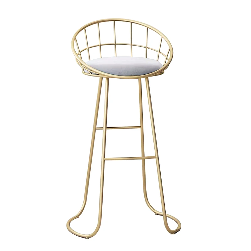 
Modern North-Europe upholstered fabric leisure wire gold metal velvet cafe bar chair 