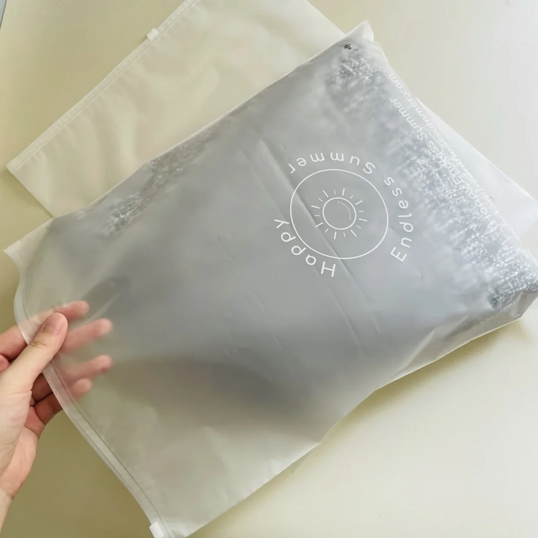 Eco-friendly Custom Printed Biodegradable Frosted sealing zipper lock bag For Clothes Shirt Swimwear Packaging