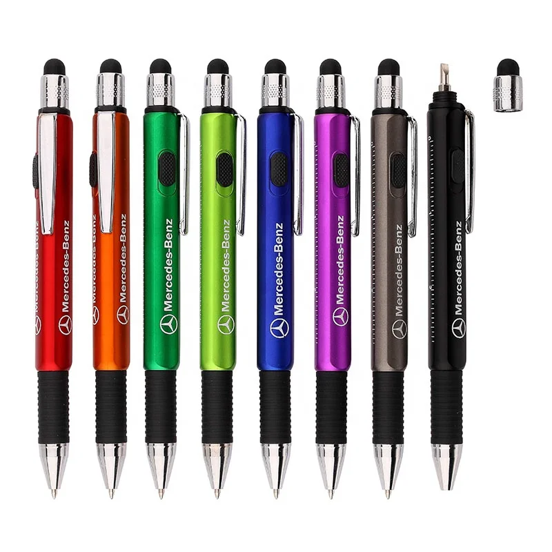 
Promotion Twist Stylus Colored Painted Rubber Grip Screwdriver Knife With Rule Custom Magic Pen 