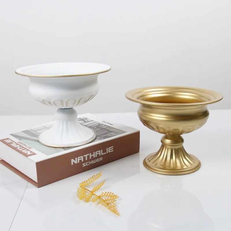 European style flowerpot antique gold iron vase rustic decor wedding ornaments vintage metal flower vase