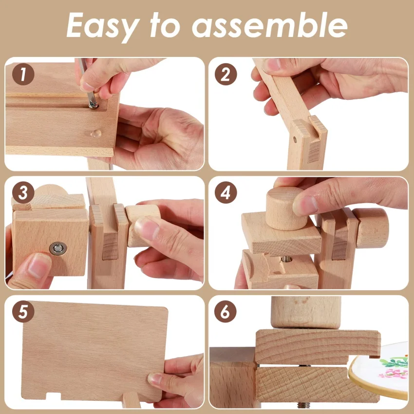 Wholesale Accessory DIY Craft Tools Kit Adjustable Embroidery Stand Beech Wooden Embroidery Frame