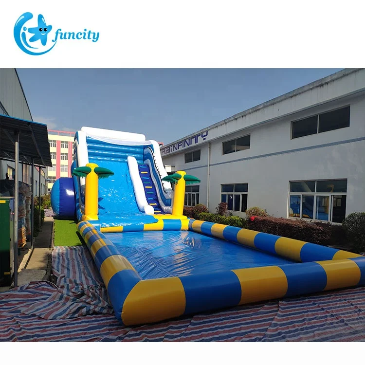 Popular inflatable water slide commercial inflatable bounce house water slide outdoor inflatable water slide with pool for kids