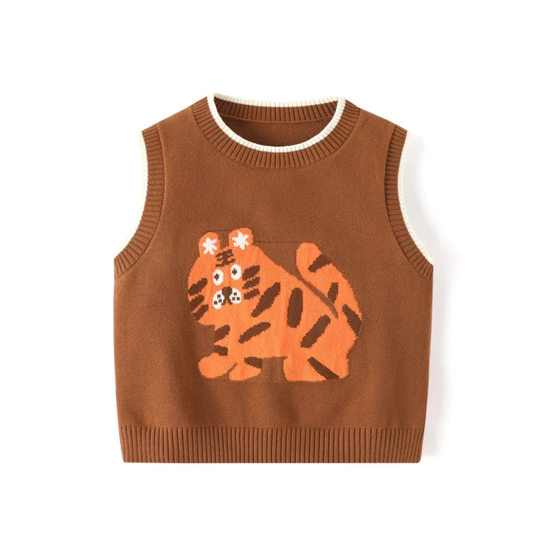 2024 custom duck knitted kid children pullover preppy style warm soft Autumn Winter vest for baby