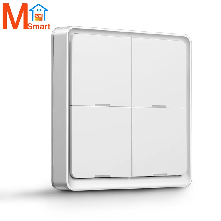 Tuya Zigbee Smart 4 Button Scenario Scene Switch APP Remote Control Wireless Light Switch 4 Gang Switch Panel Wifi Scene Panel