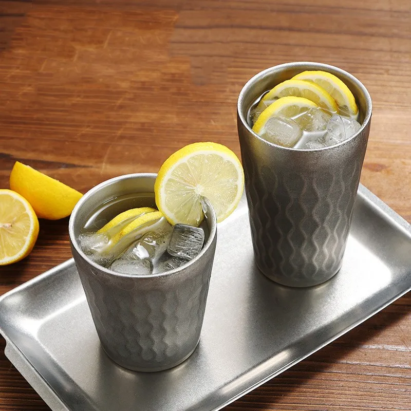 304 пивная чашка в стиле ретро из нержавеющей стали Корейская винтажная с узором бриллиантов промышленная для холодных напитков