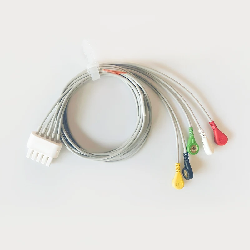 Holter Recorder ECG Patient Cable 10 Pin 5 Leads Snap 4.0 AHA Standard