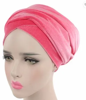 African Velvet Luxury Multifunction Head Wrap Soft Stretchy Tube Long Muslim Hijab Scarf Turban For Women