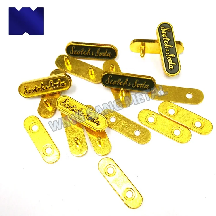 Custom Brand Logo Metal Bag Tags Fashion Design Rectangle metal 2 or 4 feet base plate Metal Label