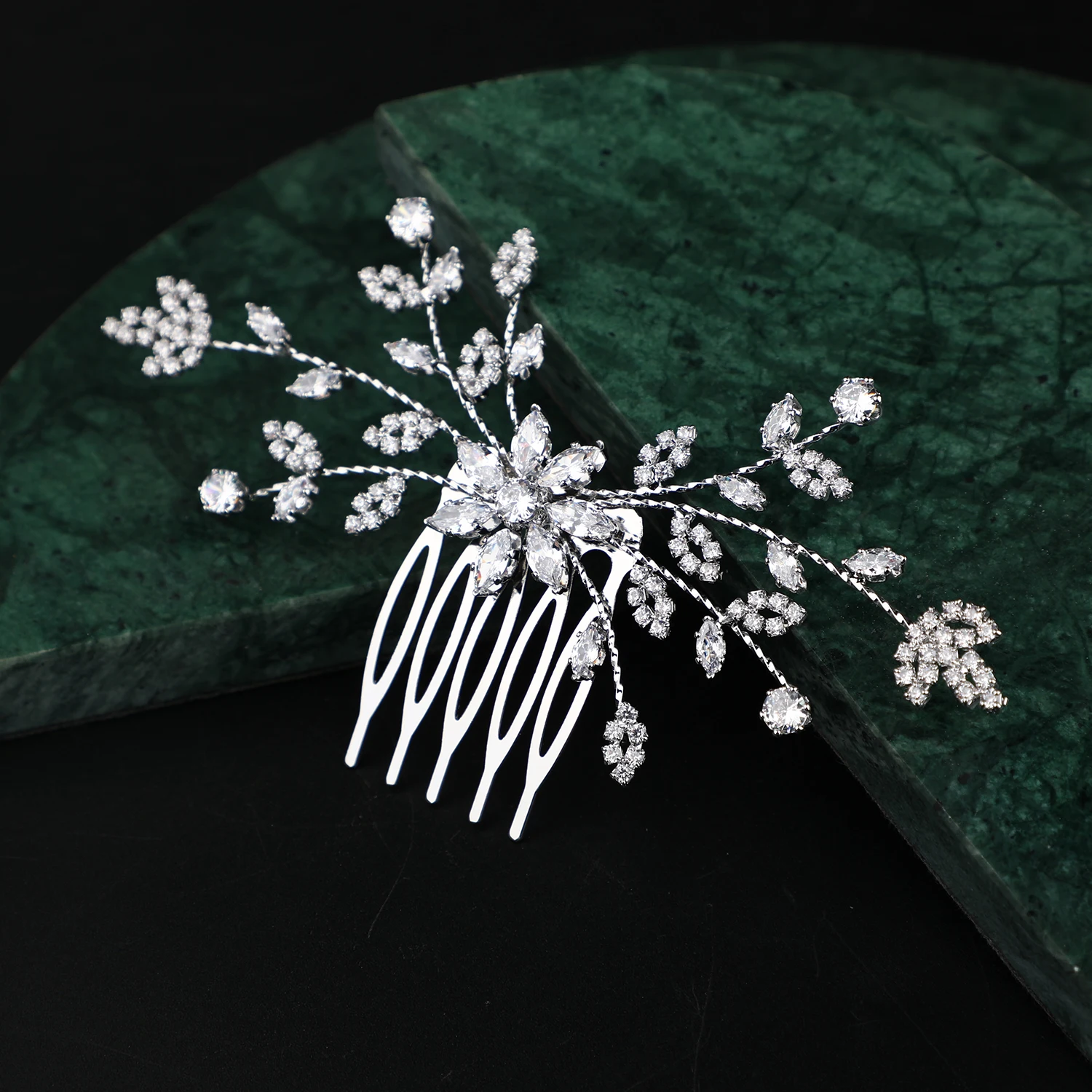 Gold Plated Wedding Bride Hairband Jewelry Flower Headpiece Floral Hair Accessories Bridal Hair Combs