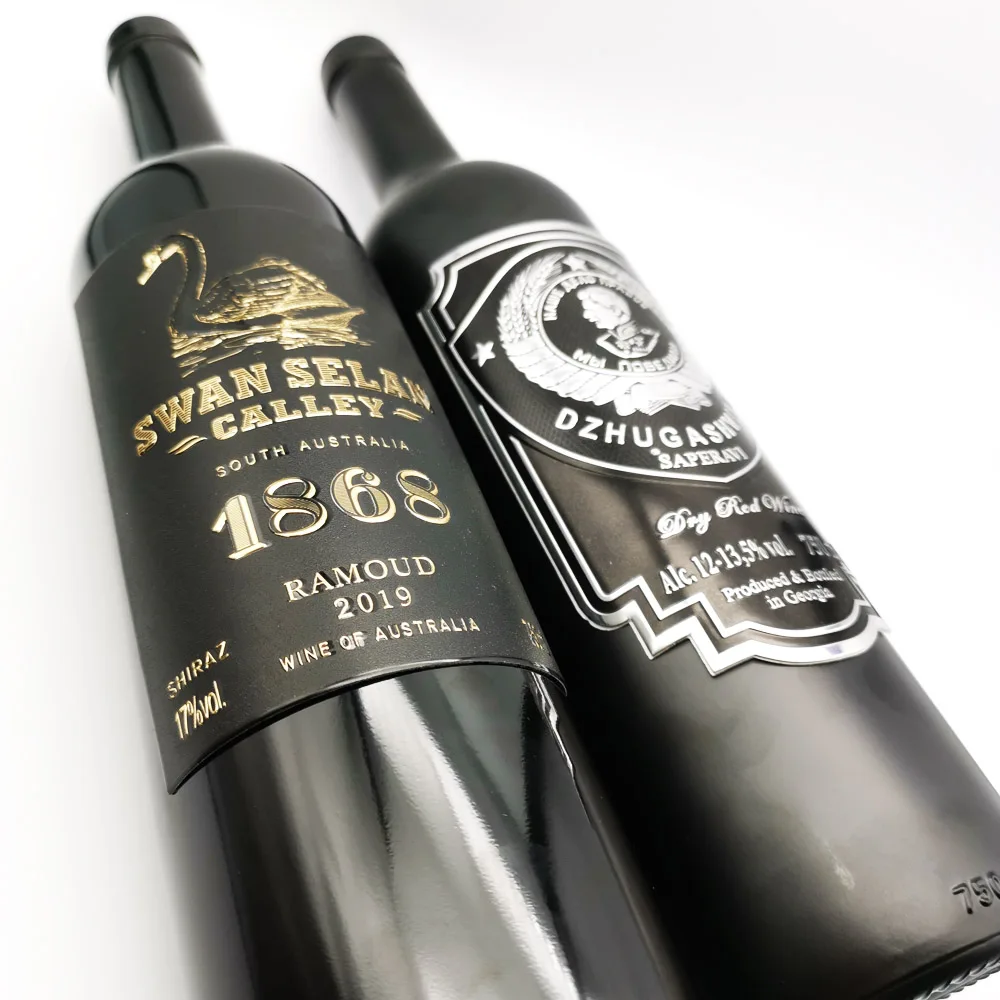2020 custom embossed aluminium metal wine label design  metal stickers