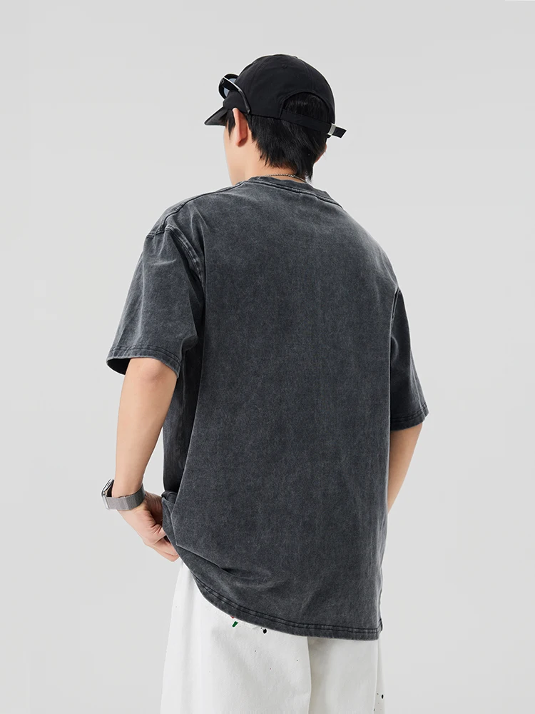 Wholesale Acid Wash T shirt Streetwear hip hop stone 100% cotton t shirts with logo customize oversized vintage t-shirt