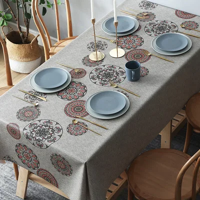 
Soft Custom Size Clean Ethnic Style Design Waterproof And Oil-proof Party Table Cloth Printed Table Cloth 