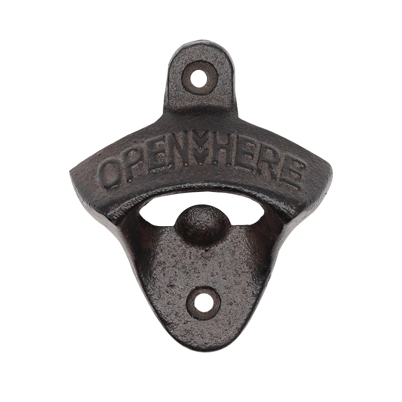 Effortless Universal  Custom Rustic Antique Open Cast Iron Kitchen Beer Bottle Opener Wall Mounted