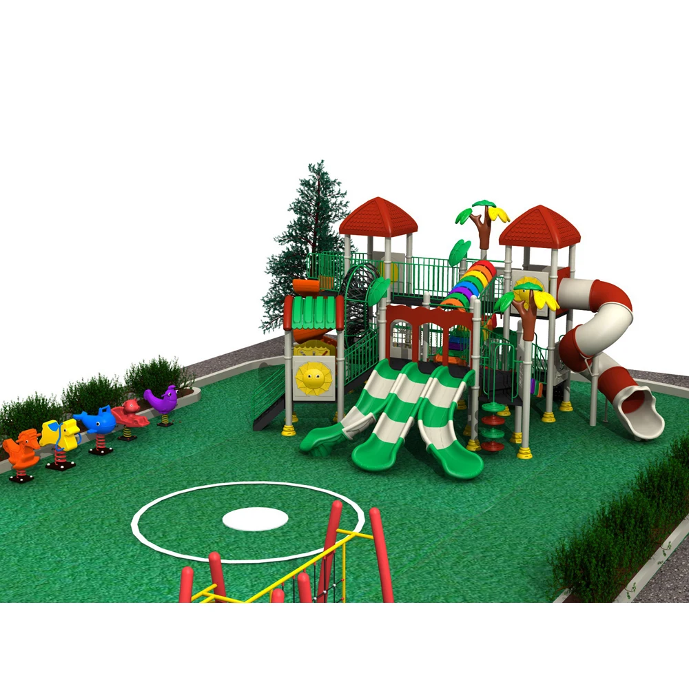 children outdoor play area playground wholesale daycare kids plastic slide swing set for sale