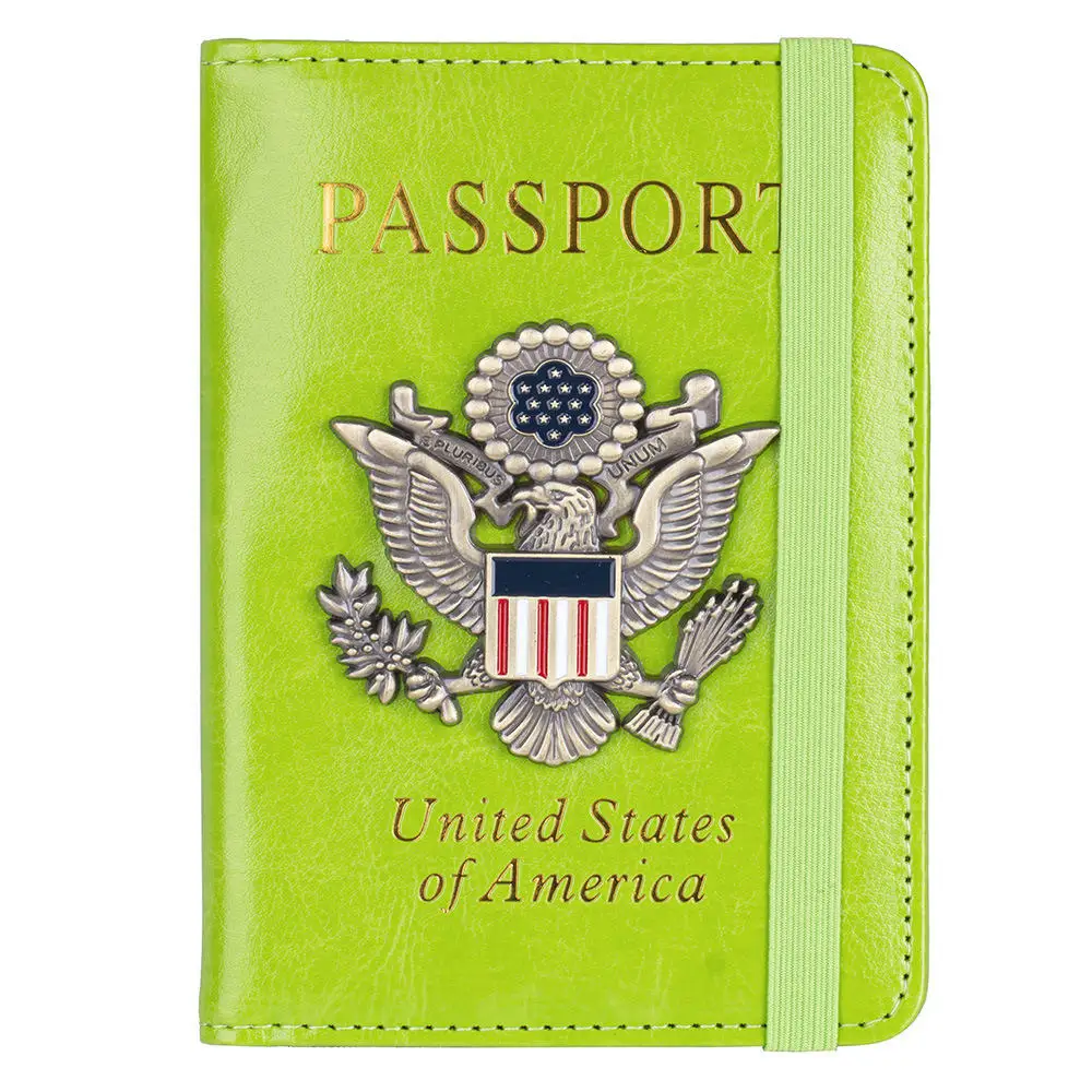 Custom Creative Passport Holder Cover With 3D Metal Badge - RFID Blocking Leather Passport Wallet And Case For Family