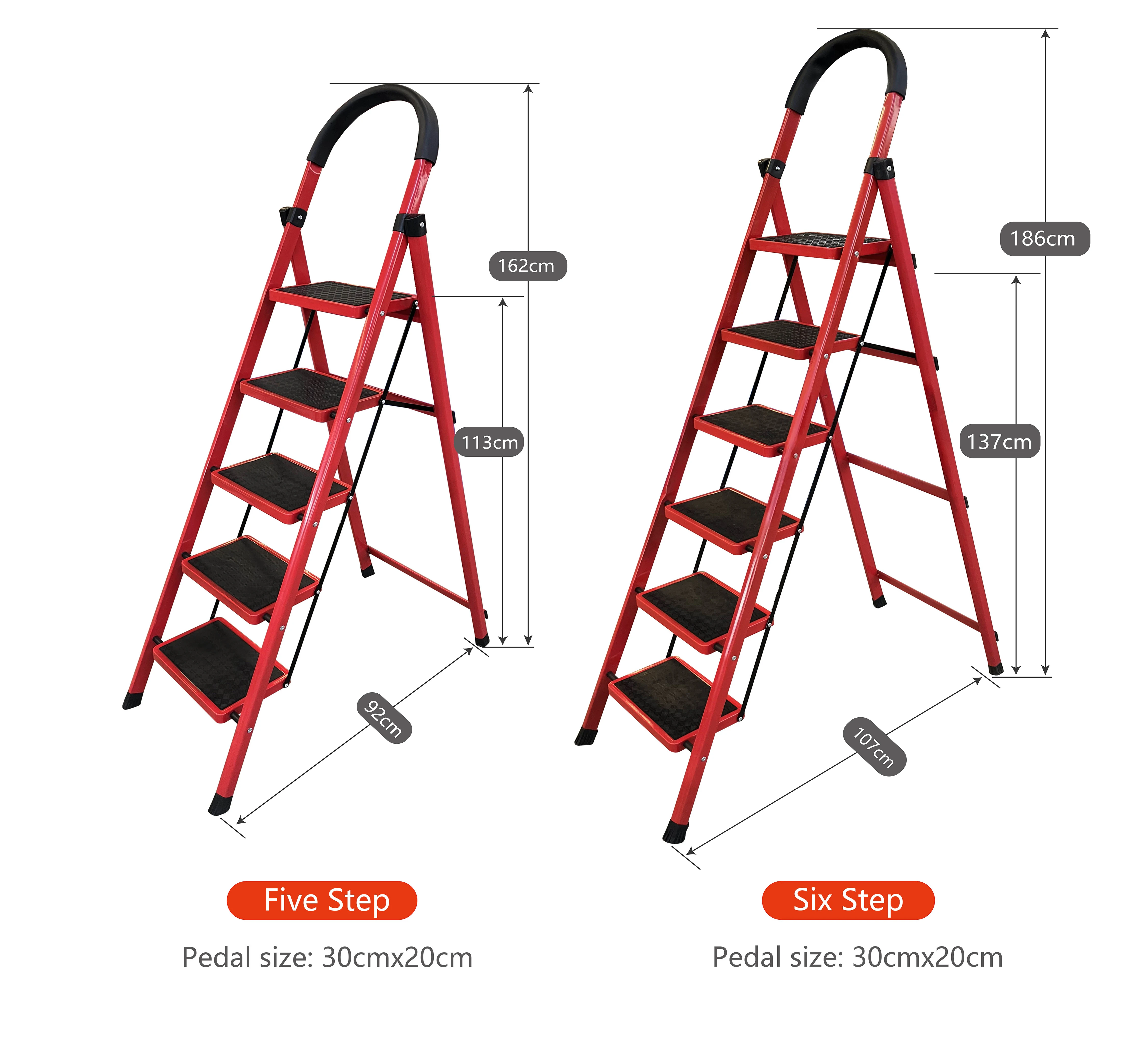 Factory hot selling home use 5 steps folding steel ladders made in China