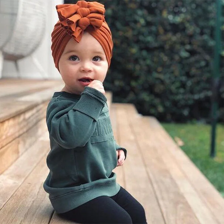15 Colors Cute Baby Headband Lovely Kids Girls Toddler Turban Caps Knotted Bow Hat Infant Newborn Baby Beanies