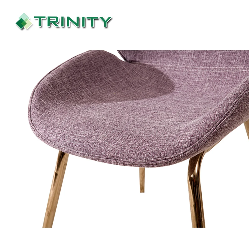 Modern fabric upholstered hotel restaurant dining chairs with stainless steel legs