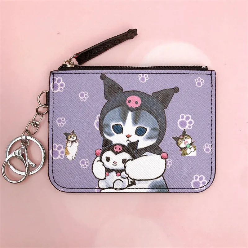 JM Cute Melody Cinnamoroll Shark Pu Wallet Coin Purse Cartoon Anime My Pompom Keyring Card Bag Mini