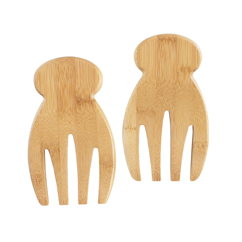 Eco-Friendly Bamboo Salad Hands Bamboo Salad Server Set for Kitchen Using