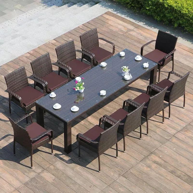 Wholesale Outdoor Wicker Furniture Garden Dining Table And Chairs for 10 Seater