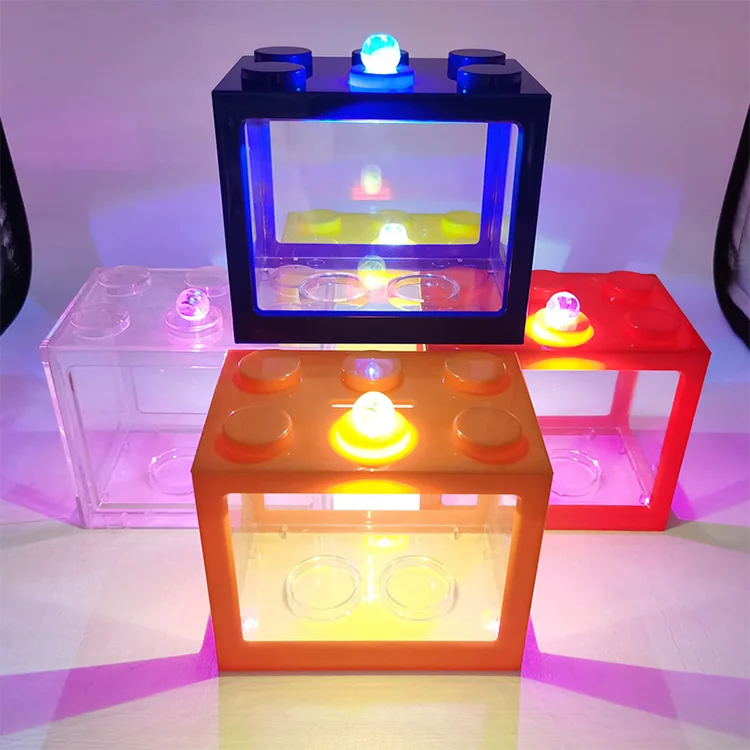 2022 New Design Hot Sale Household Small Building Block Fish Tank With Colorful Lights